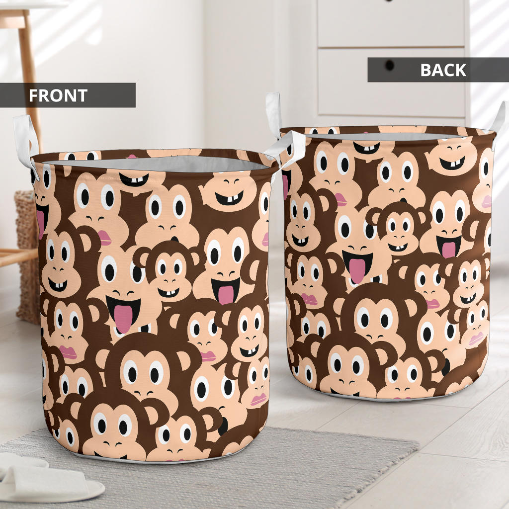 Emoji Monkey Print Pattern Laundry Basket