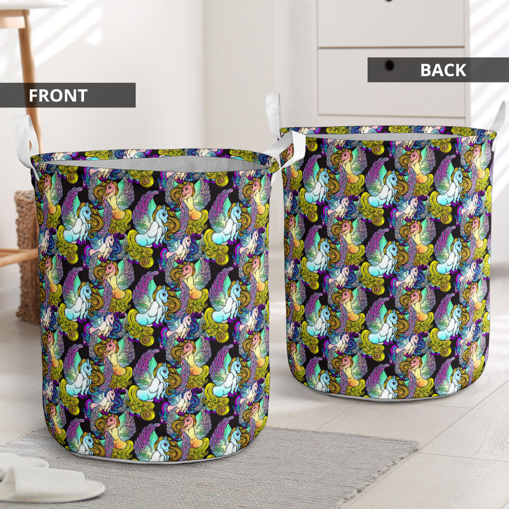 Unicorn With Wings Print Pattern Laundry Basket