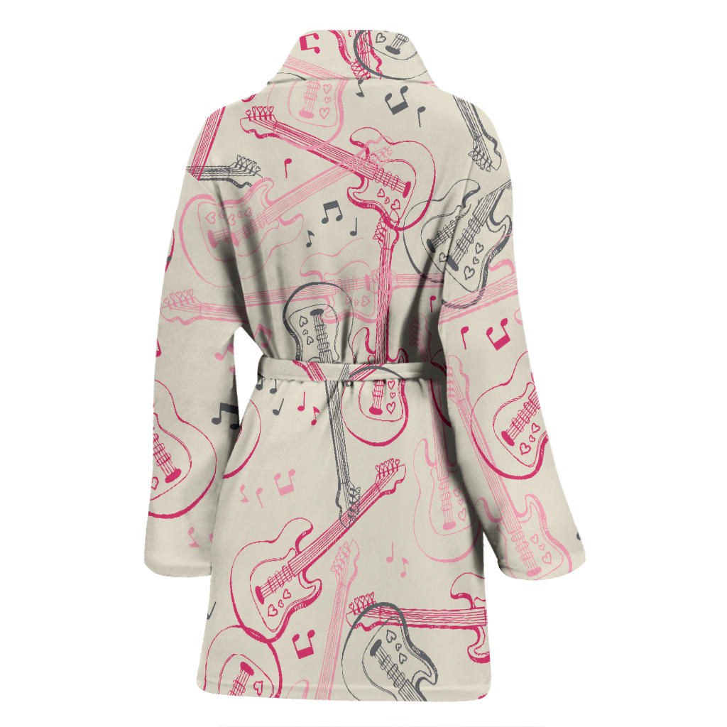 Bass Guitar Pattern Print Design 02 Women Bathrobe