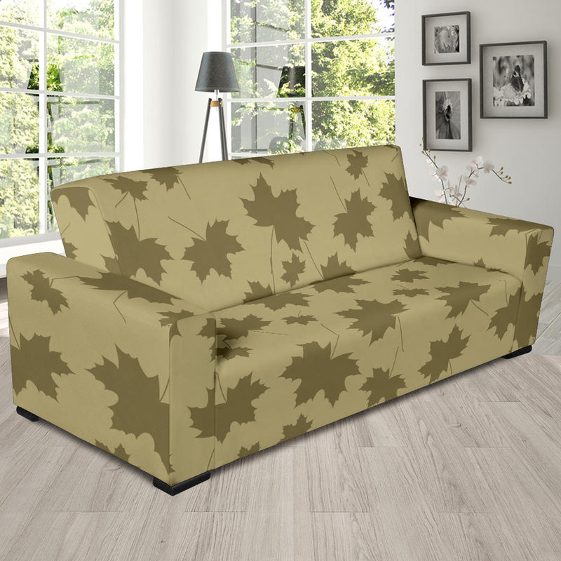 Maple Leaf Pattern Print Design 01 Sofa Slipcover