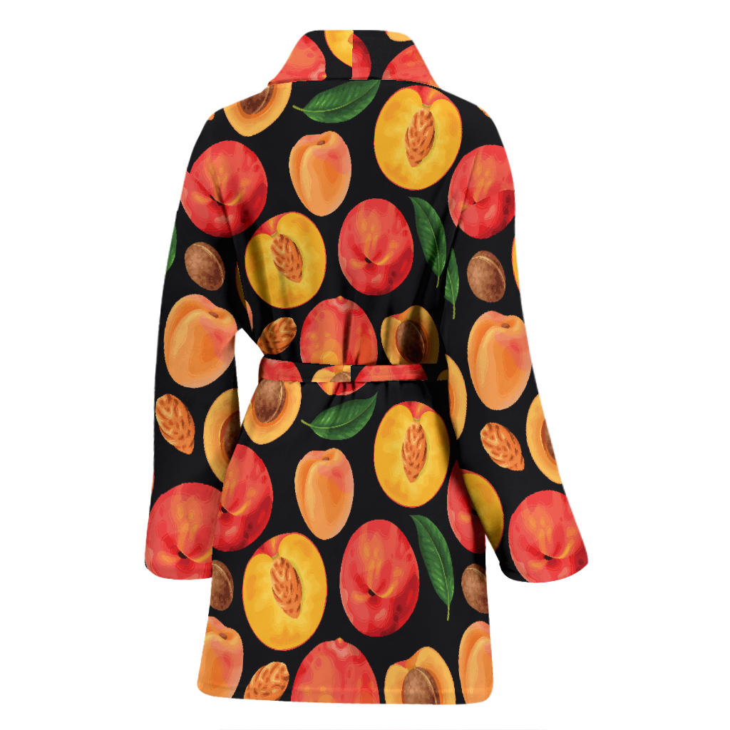 Peach Pattern Print Design A02 Women Bathrobe