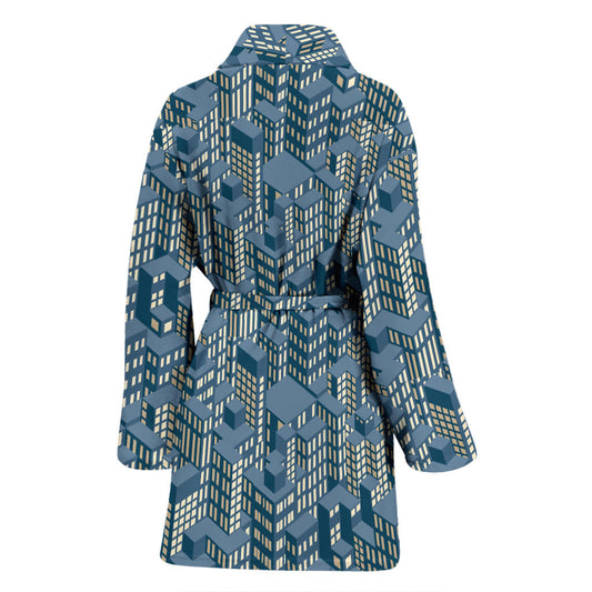 City Pattern Print Design 01 Women Bathrobe