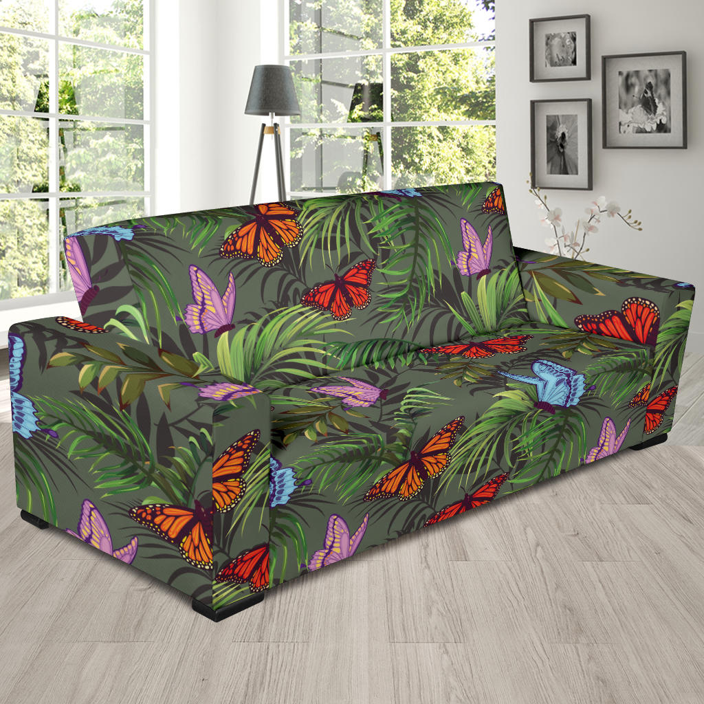 Monarch Butterfly Pattern Print Design 04 Sofa Slipcover