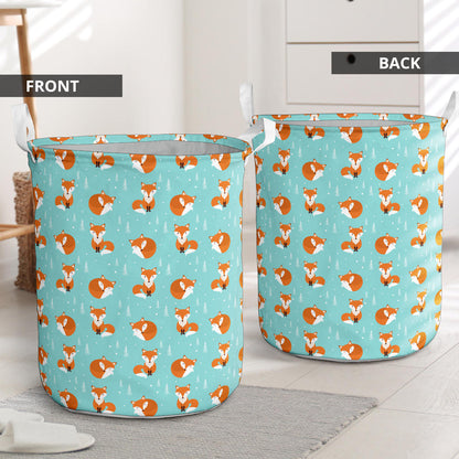 Fox Design Snow Print Pattern Laundry Basket