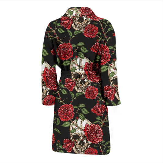 Skull And Roses Print Design LKS303 Men Bathrobe