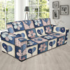 Patchwork Heart Flower Pattern Print Design 01 Sofa Slipcover