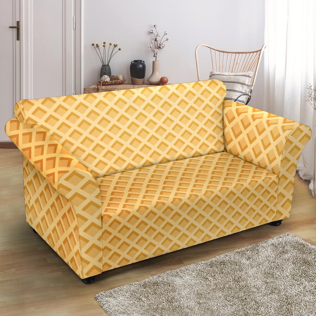 Waffle Texture Print Design LKS302 Loveseat Couch Slipcover