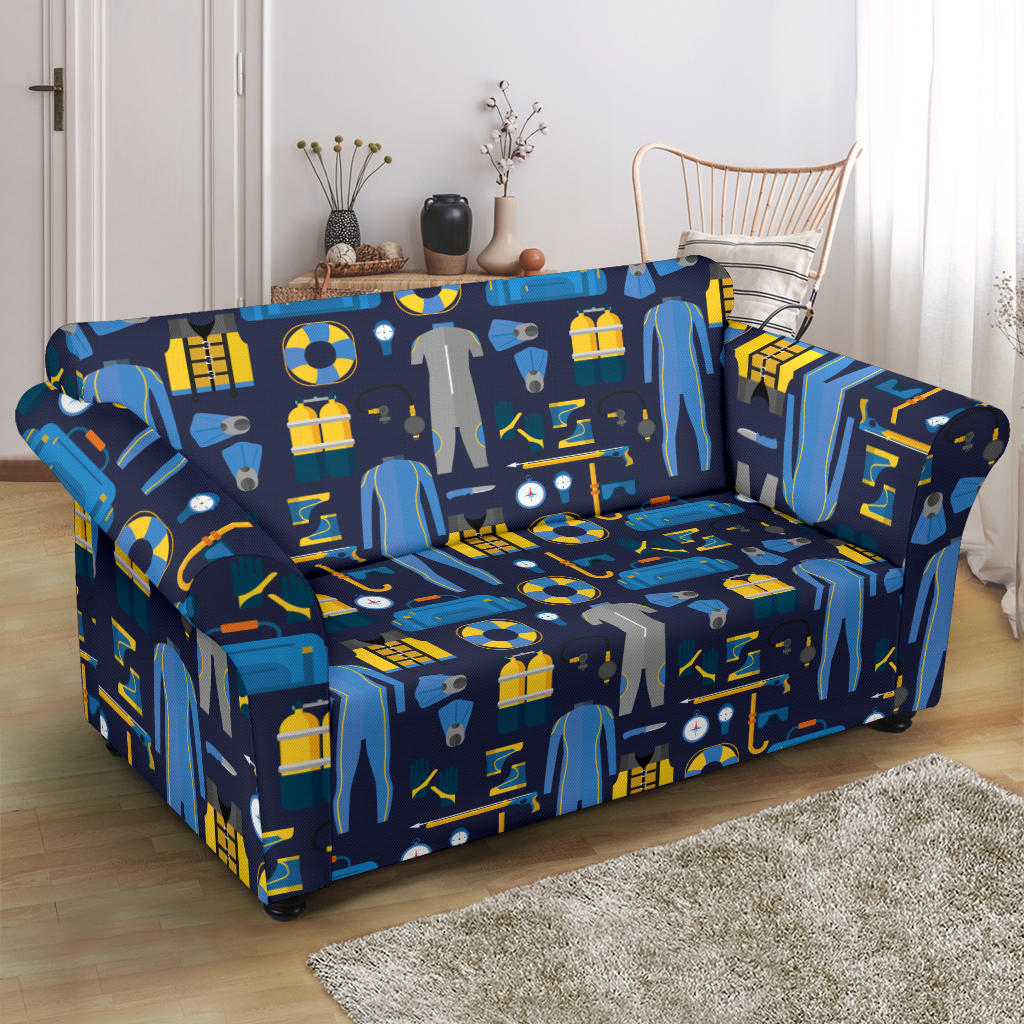 Scuba Equipment Print Design LKS305 Loveseat Couch Slipcover