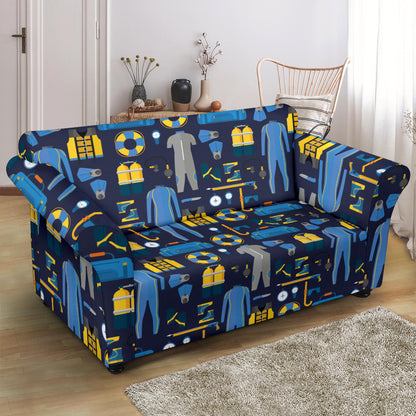 Scuba Equipment Print Design LKS305 Loveseat Couch Slipcover
