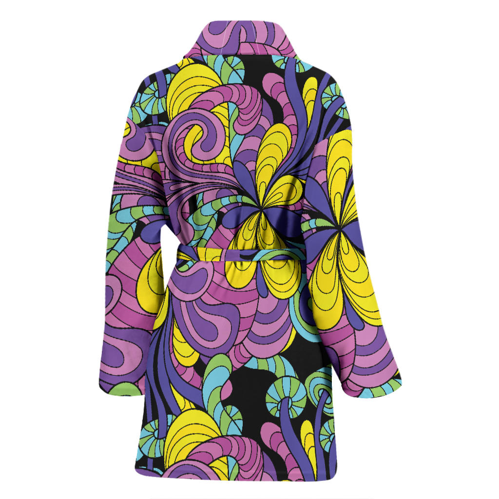 Psychedelic Pattern Print Design A04 Women Bathrobe