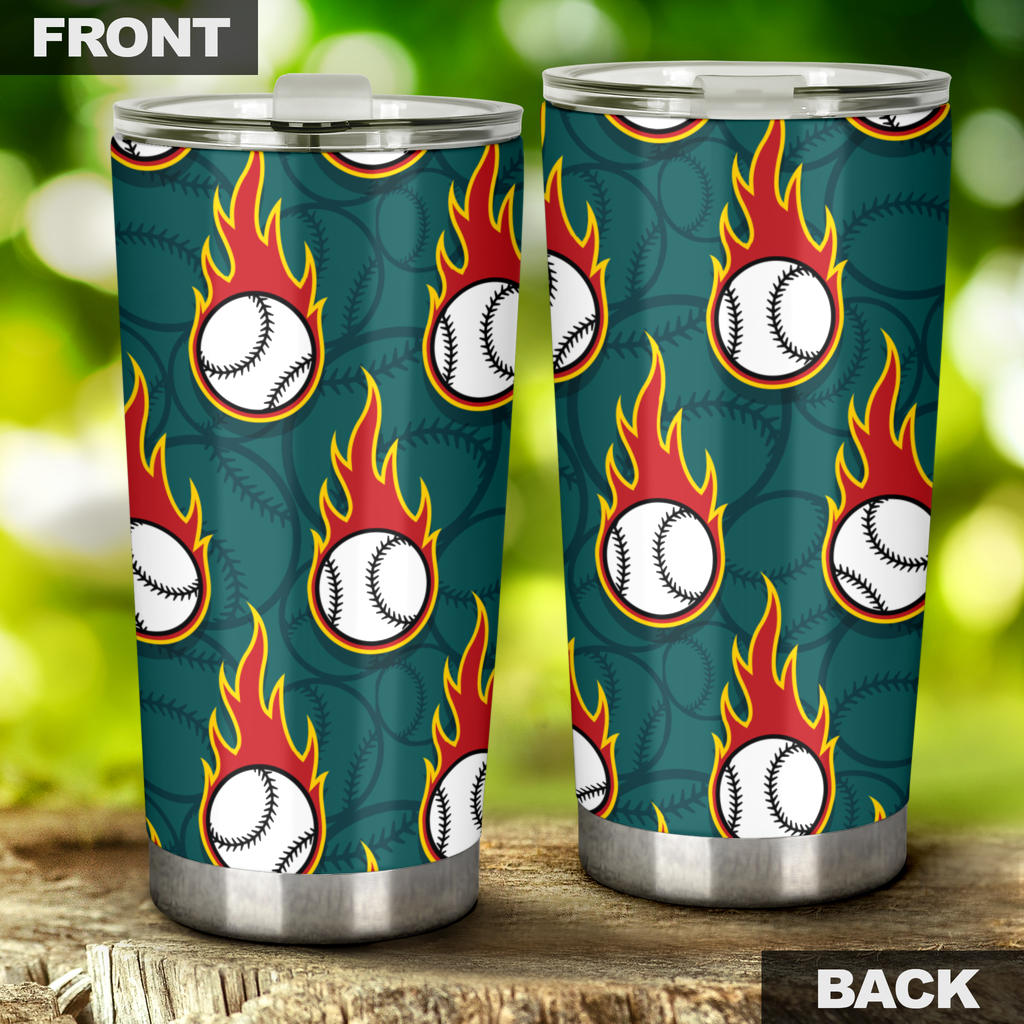 Baseball Fire Print Pattern Tumbler