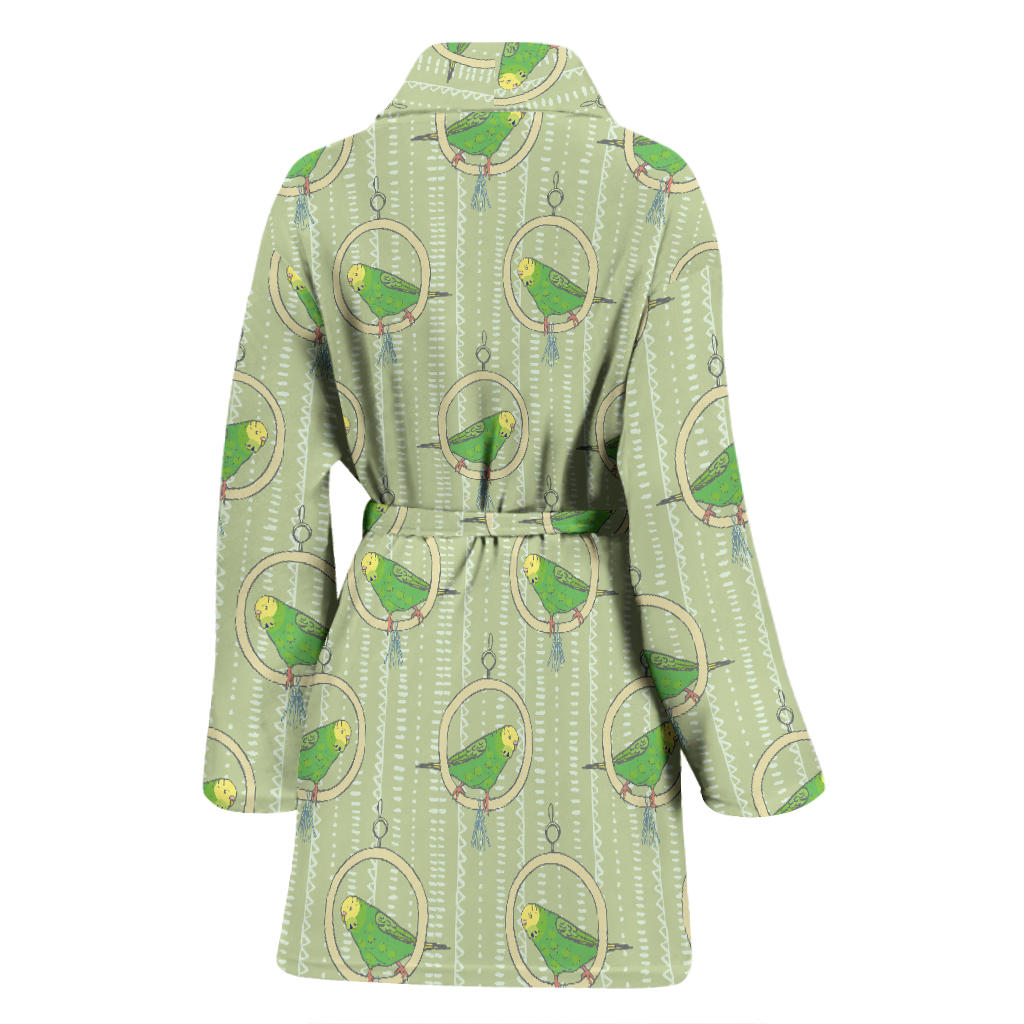 Budgerigar Pattern Print Design 02 Women Bathrobe