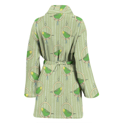 Budgerigar Pattern Print Design 02 Women Bathrobe