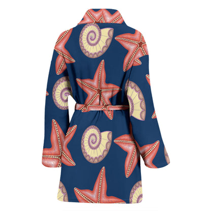 Starfish Pattern Print Design 03 Women Bathrobe