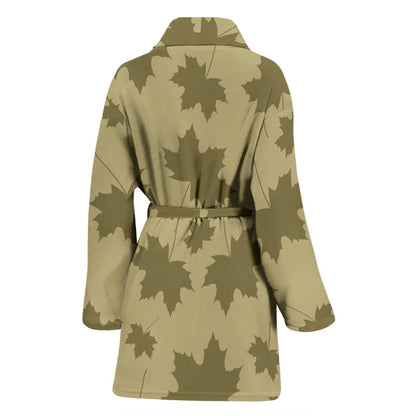 Maple Leaf Pattern Print Design 01 Women Bathrobe