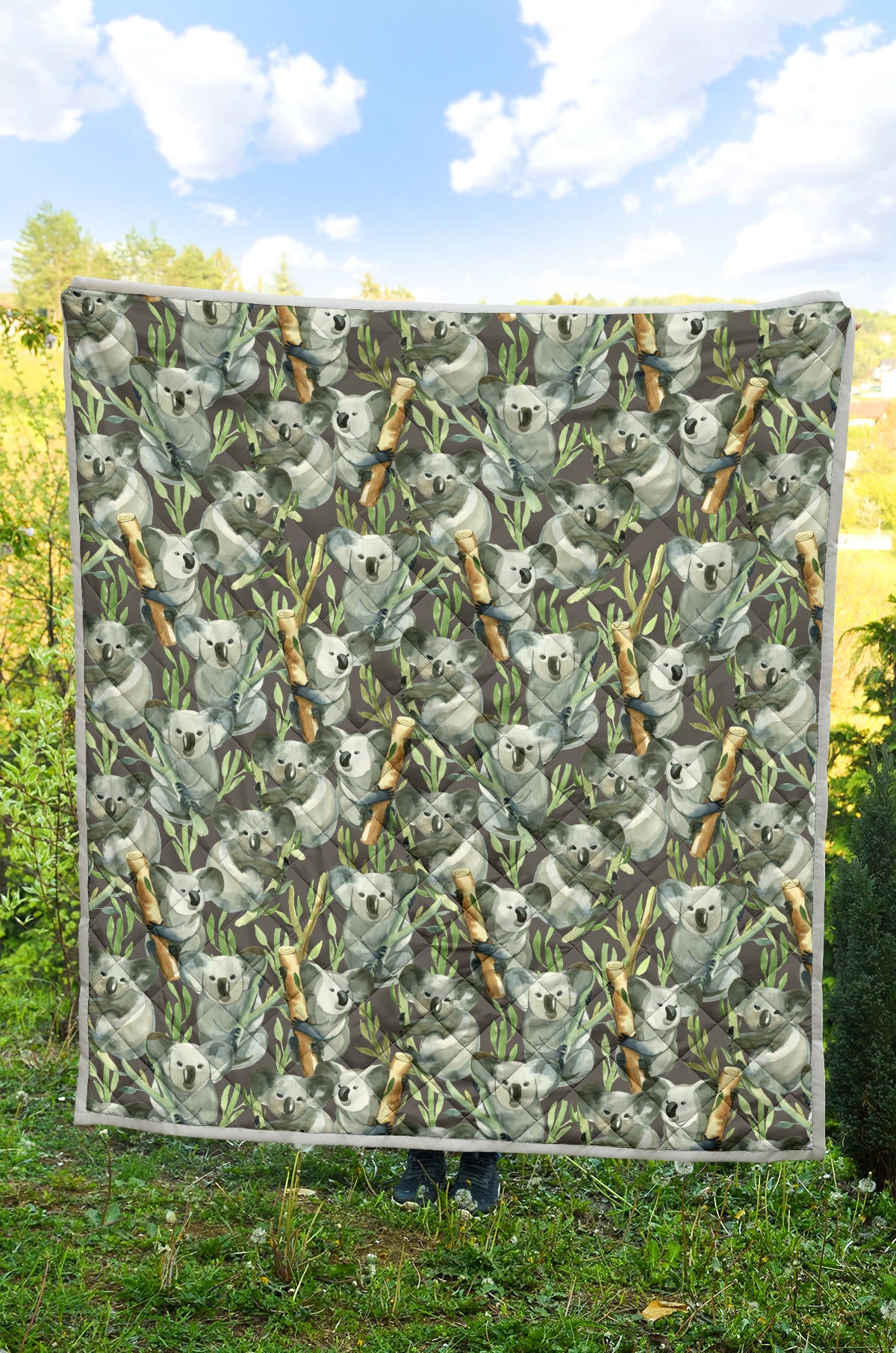 Koala Pattern Design Print Quilt Bedspread