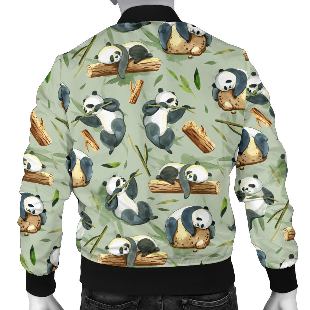 Panda Bear Design Bamboo Print Men Bomber Jacket