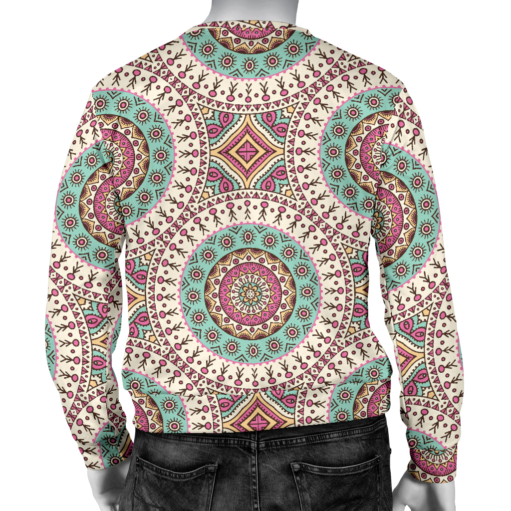 Bohemian Round Style Print Men Long Sleeve Sweatshirt
