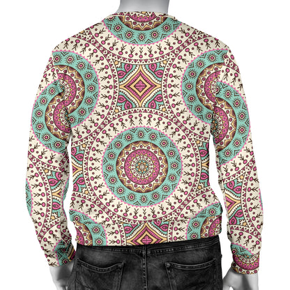 Bohemian Round Style Print Men Long Sleeve Sweatshirt