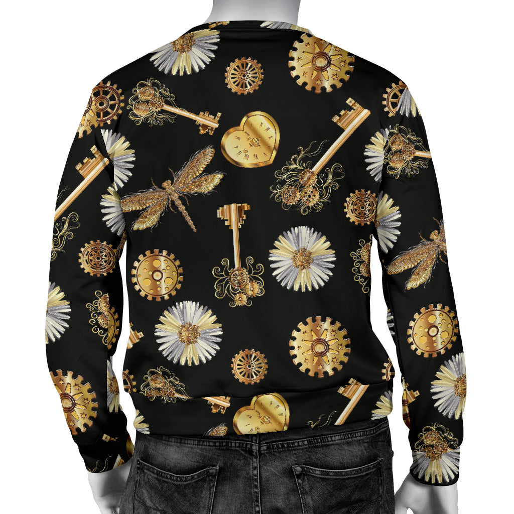 Steampunk Dragonfly Design Themed Print Men Long Sleeve Sweatshirt