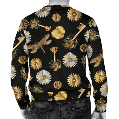 Steampunk Dragonfly Design Themed Print Men Long Sleeve Sweatshirt