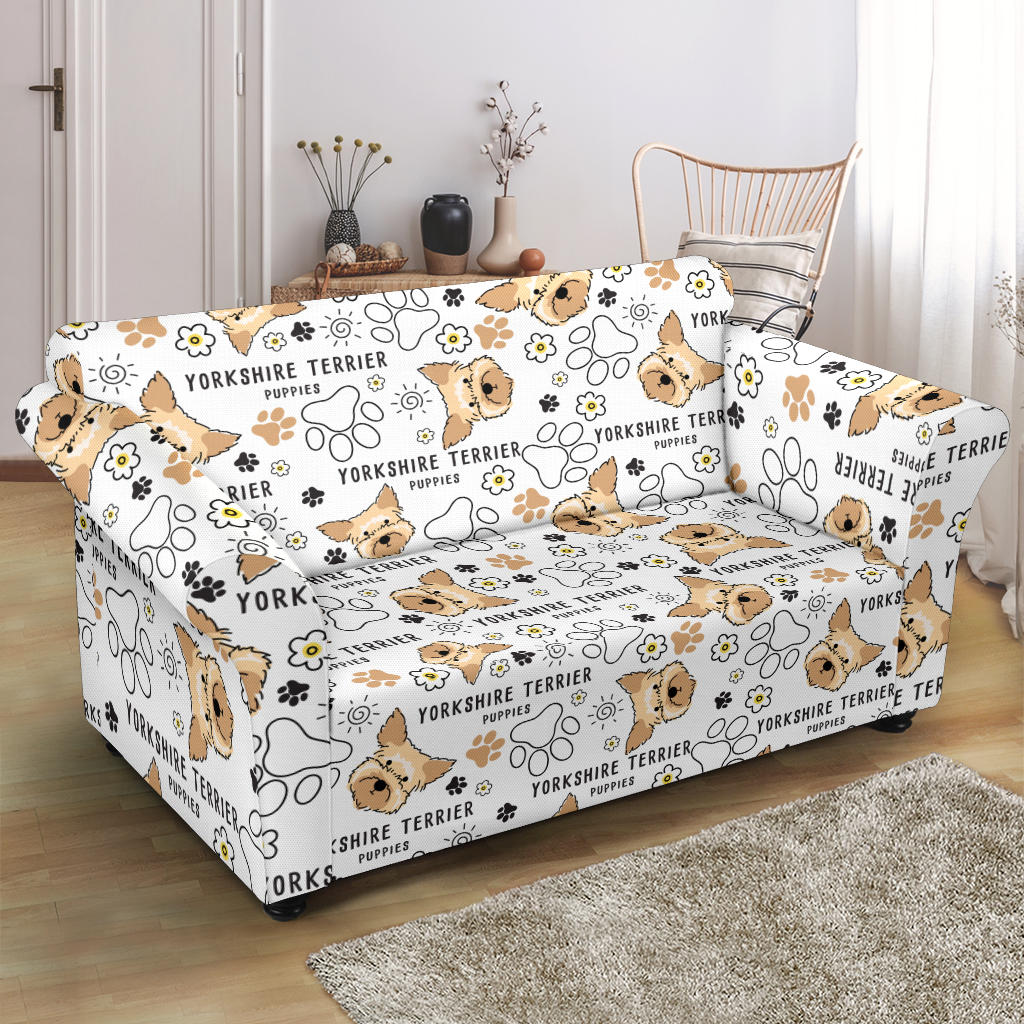 Yorkshire Terriers Print Design LKS308 Loveseat Couch Slipcover