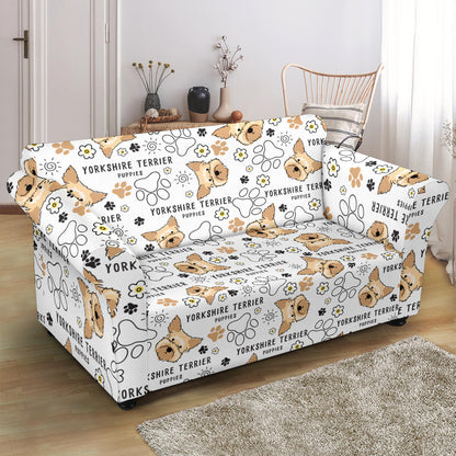 Yorkshire Terriers Print Design LKS308 Loveseat Couch Slipcover