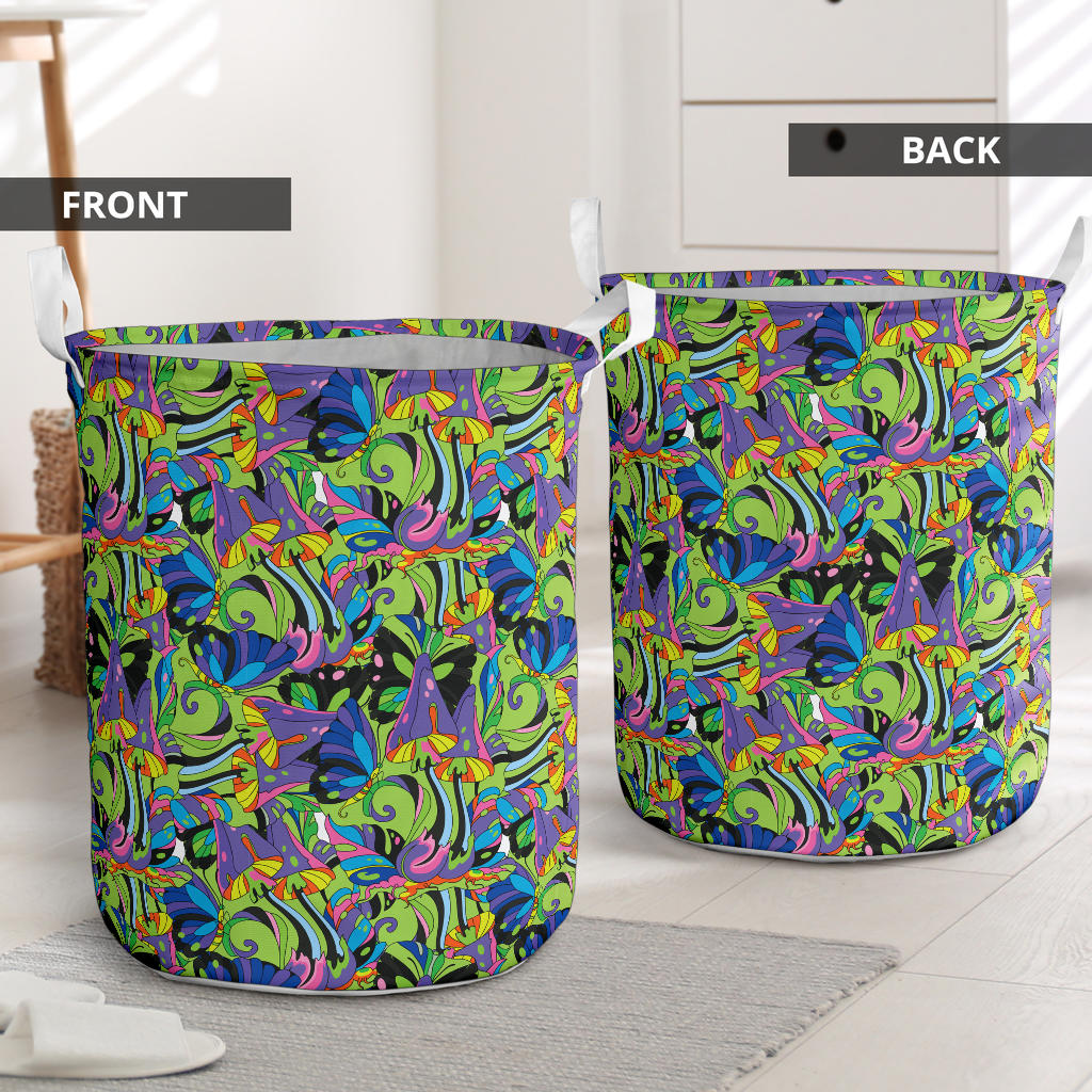 Psychedelic Trippy Mushroom Themed Laundry Basket