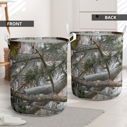 Camo Realistic Tree Forest Pattern Laundry Basket