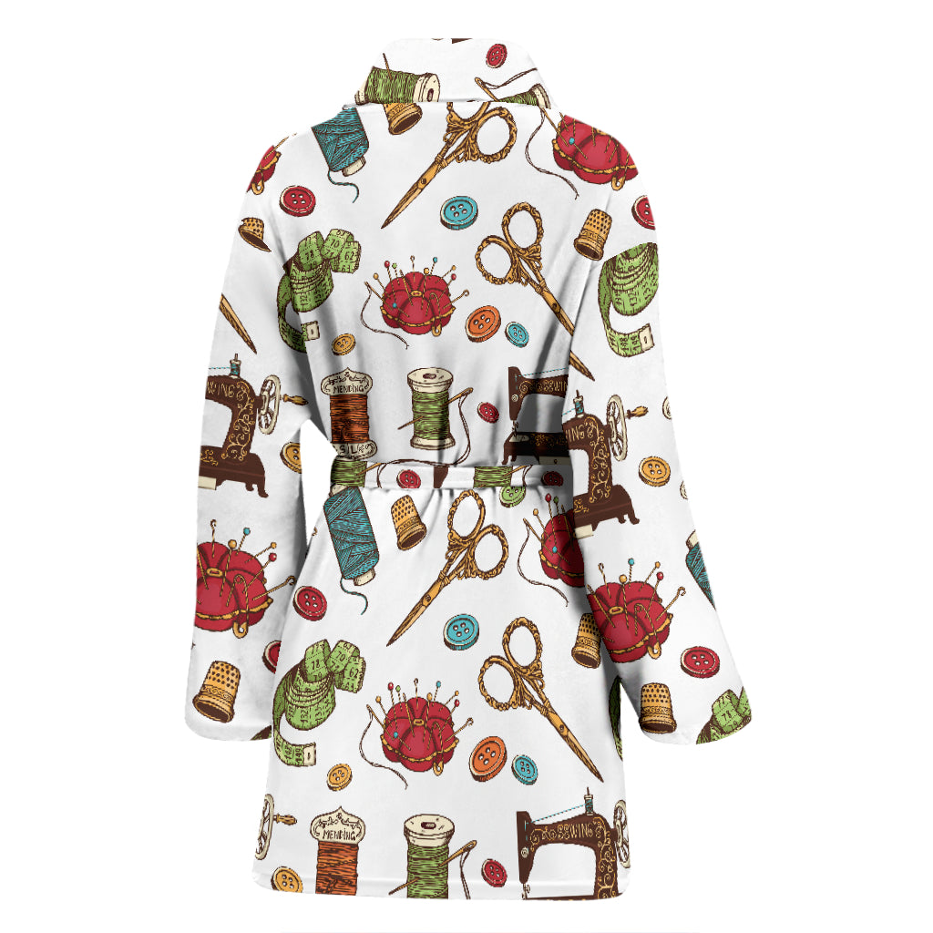 Sewing Equipment Print Design LKS304 Women Bathrobe