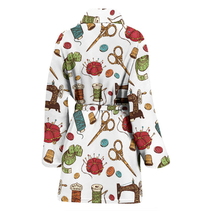 Sewing Equipment Print Design LKS304 Women Bathrobe