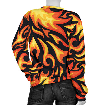 Flame Fire Design Pattern Women Long Sleeve Sweatshirt