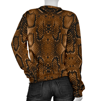 Snake Skin Brown Print Women Long Sleeve Sweatshirt