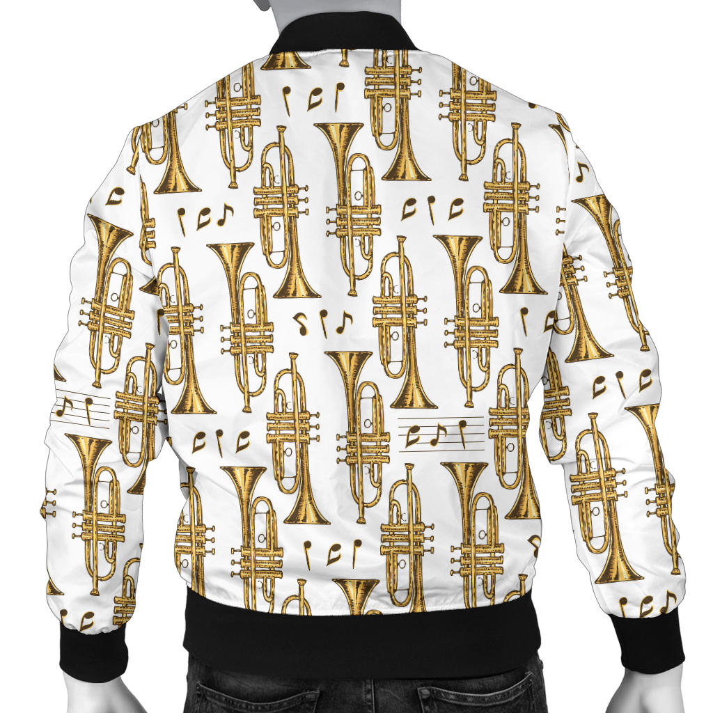 Trumpet with Music Note Print Men Bomber Jacket
