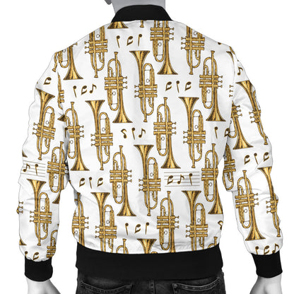 Trumpet with Music Note Print Men Bomber Jacket