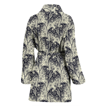 Bat Tribal Pattern Print Design 06 Women Bathrobe