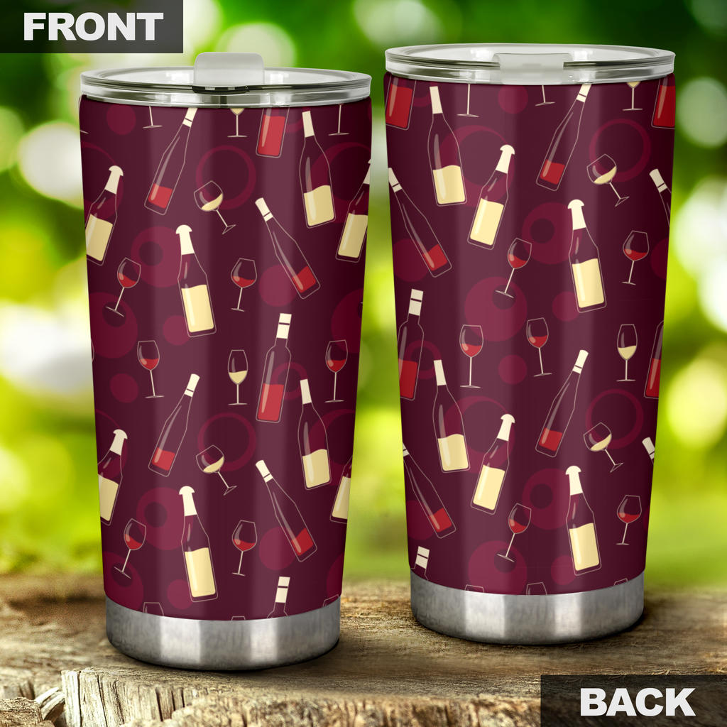 Wine Themed Pattern Print Tumbler