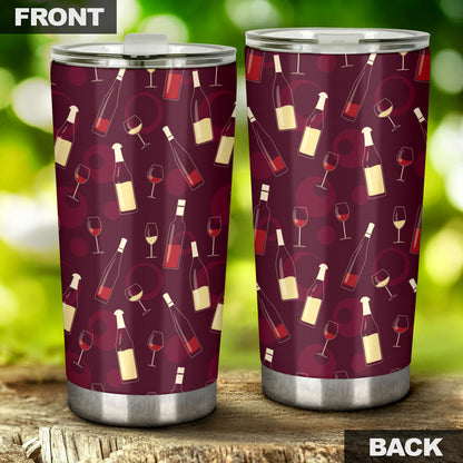 Wine Themed Pattern Print Tumbler