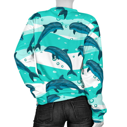 Dolphin Design Print Pattern Women Long Sleeve Sweatshirt