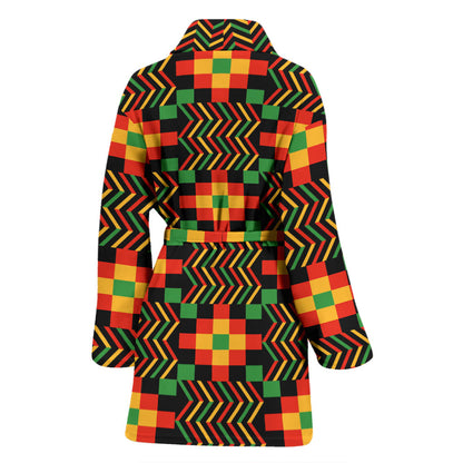 Kente Pattern Print Design 01 Women Bathrobe