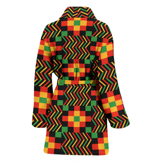 Kente Pattern Print Design 01 Women Bathrobe