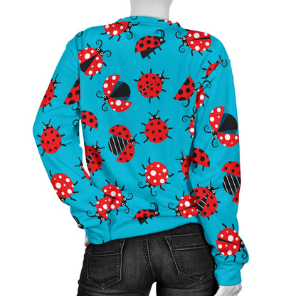 Ladybug Action Print Pattern Women Long Sleeve Sweatshirt