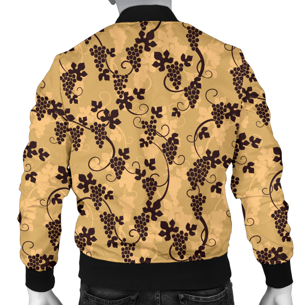 Wine Grape Design Print Men Bomber Jacket