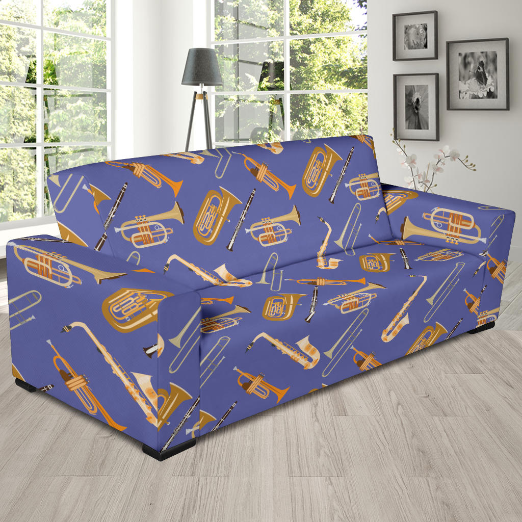 Trombone Pattern Print Design 02 Sofa Slipcover