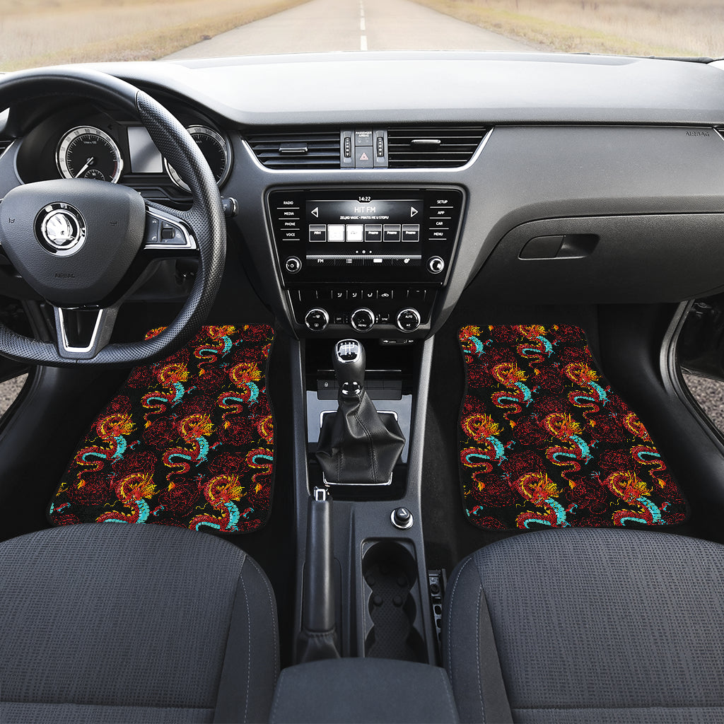 Chinese Dragons and Peonies Design Car Floor Mats Front Back