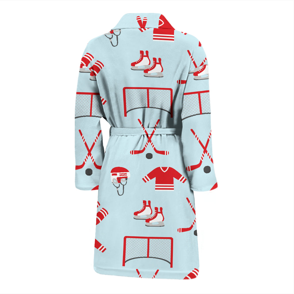 Hockey Red Equipment Print Design LKS305 Men Bathrobe