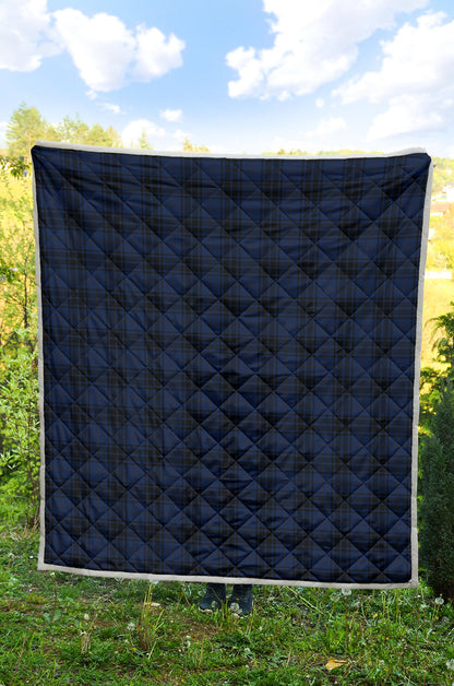 Navy Blue Tartan Plaid Pattern Quilt Bedspread