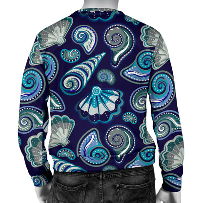 Beach Seashell Blue Print Men Long Sleeve Sweatshirt