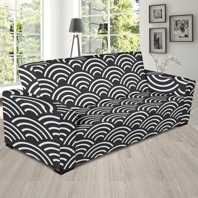 Scales Black White Pattern Print Design 03 Sofa Slipcover