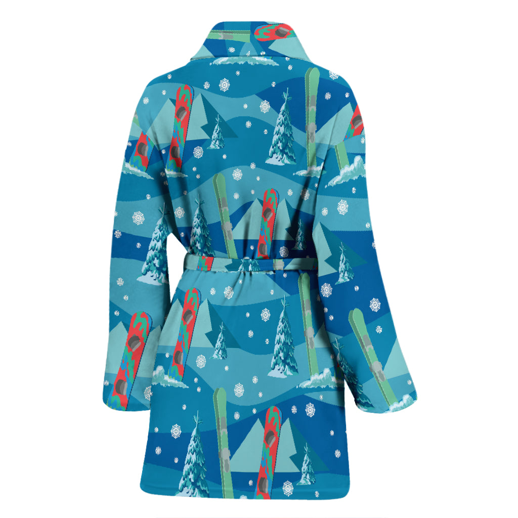 Snowboard Print Design LKS301 Women Bathrobe